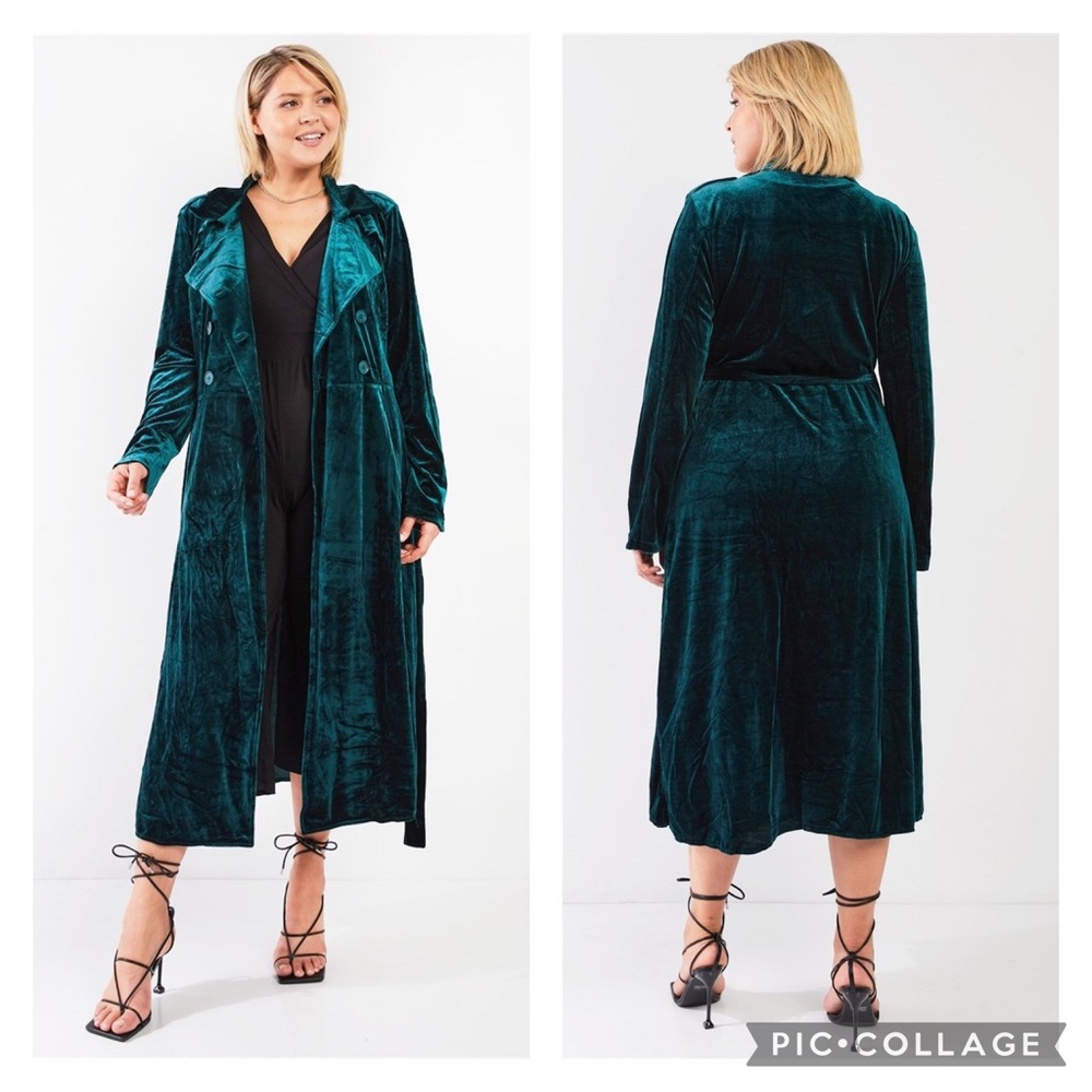 COPY - Velvet Maxi Jacket - Hunter Green